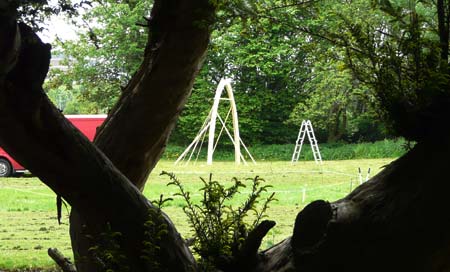 Reinier van der Meer's sculpture in progress viewed from the east of the Chateau grounds.